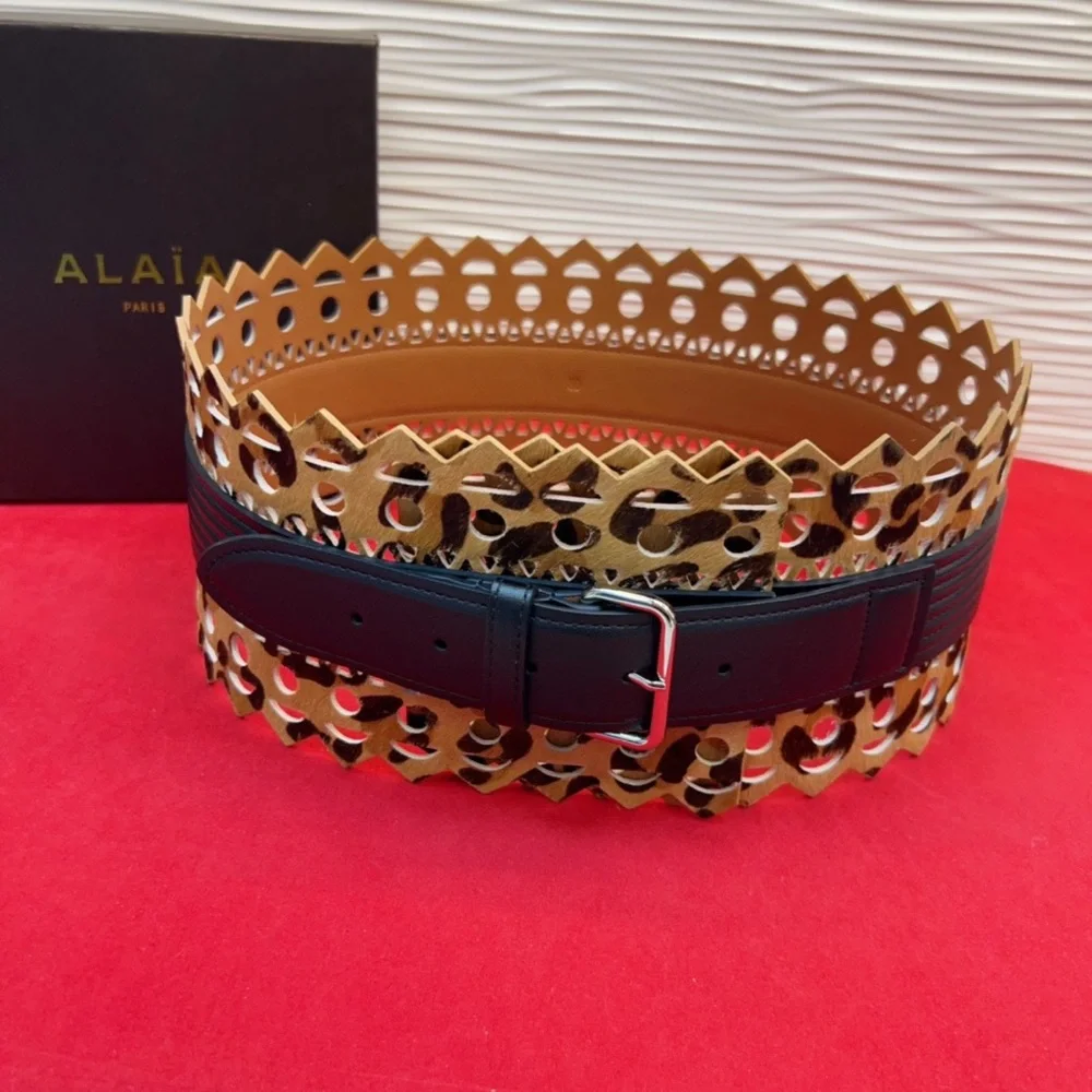 Alaia Black & Gold Laser-Cut Waist Belt